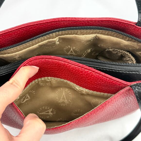 Vintage La Tour Eiffel Paris Red Leather Shoulder Bag - Picture 7 of 12
